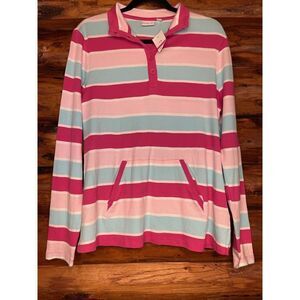 Kim Rogers Pink Striped‎ Front Pocket Top Size PM